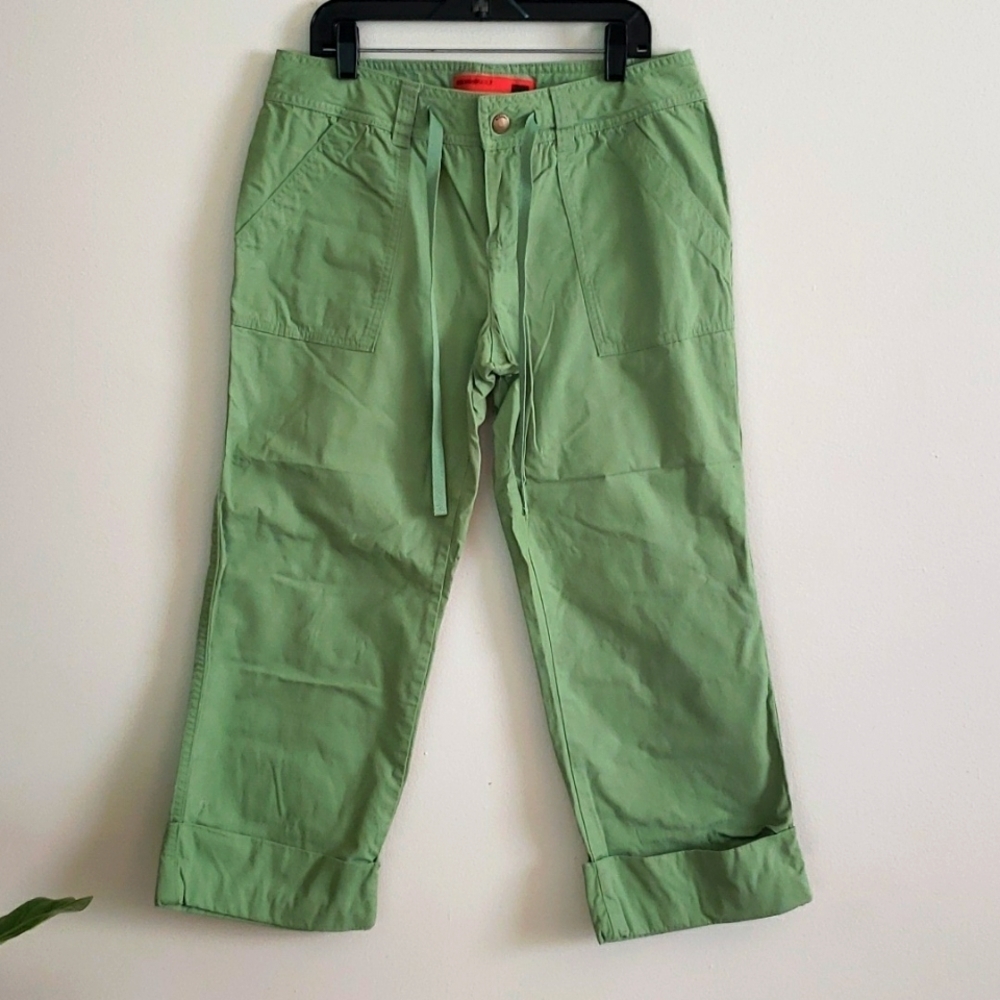 Mossimo green cropped cargo pants, 100% cotton, drawstring, women's size small